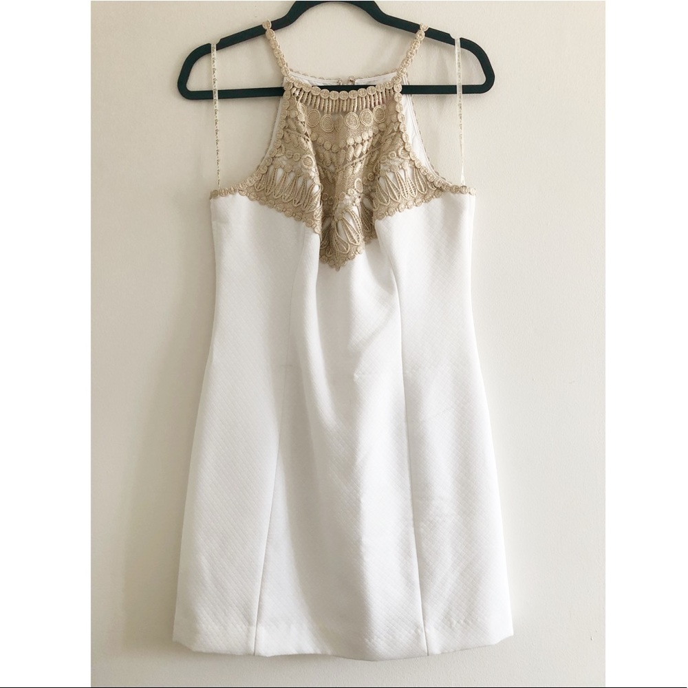 White and Gold Lilly Dress- Size 6
